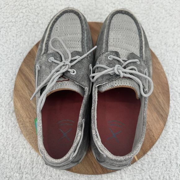 Twisted X Shoe Womens 10 M Gray Boat Shoe Driving Moc Leather Comfort Western - Picture 8 of 11